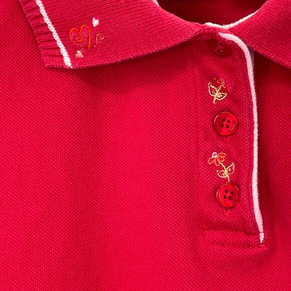 VINTAGE DISNEY Mickey Mouse Red Polo Shirt Collared Heart Embroidered 18/20W - Picture 4 of 8